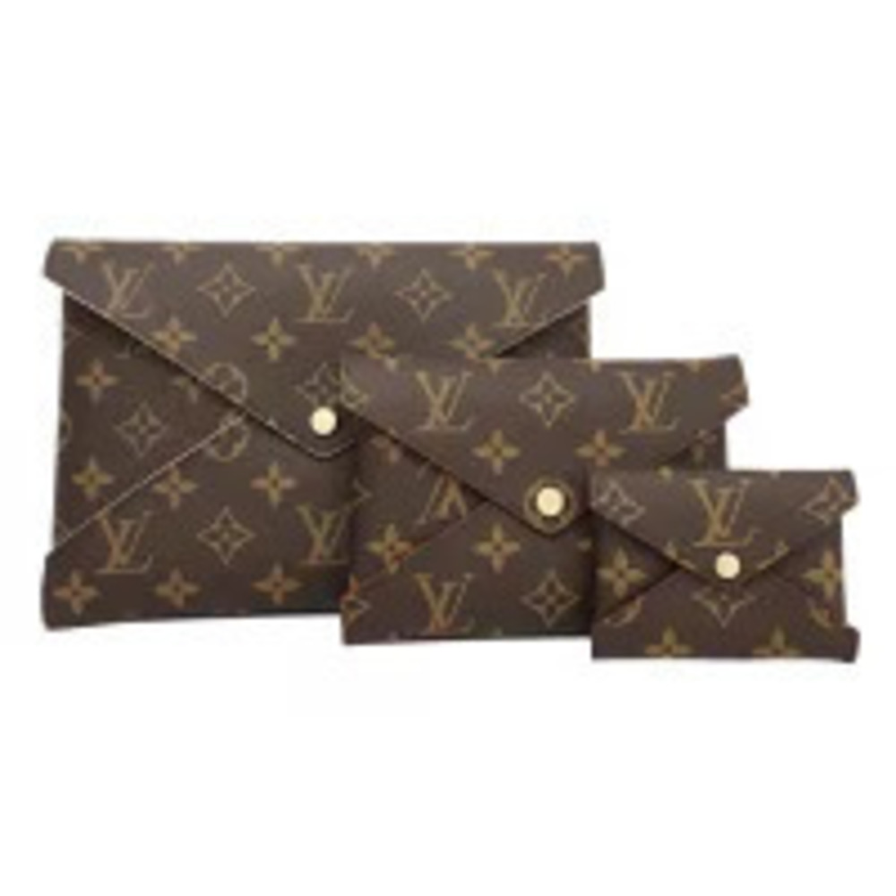 Louis Vuitton Pochette Kirigami LV Monogram Pouch Set Bag Canvas Leather Brown